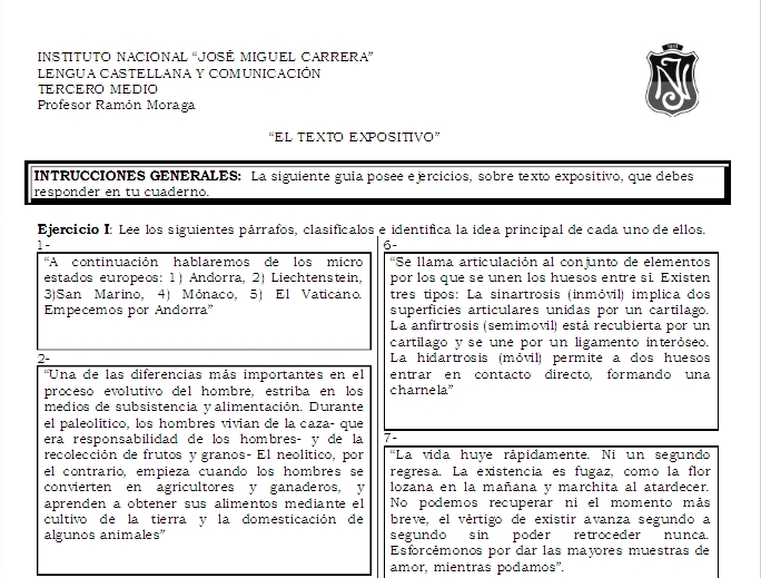 Ejercicios de texto expositivo | Recurso educativo 34301