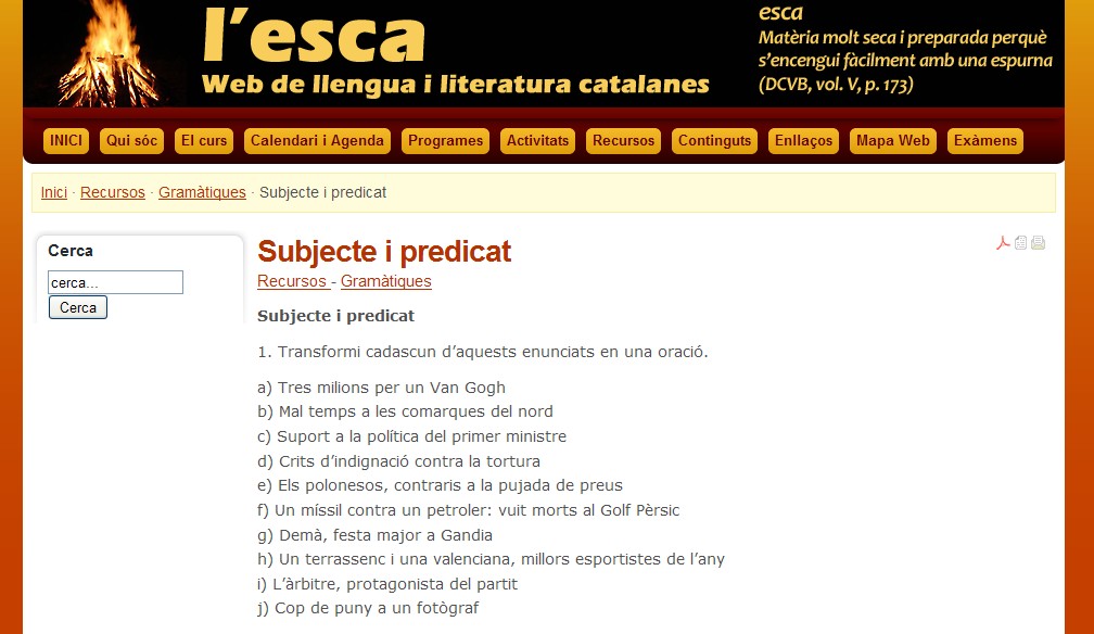 Subjecte i predicat | Recurso educativo 35457