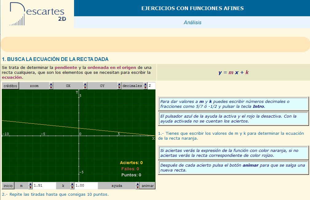 Busca la función afín | Recurso educativo 37513