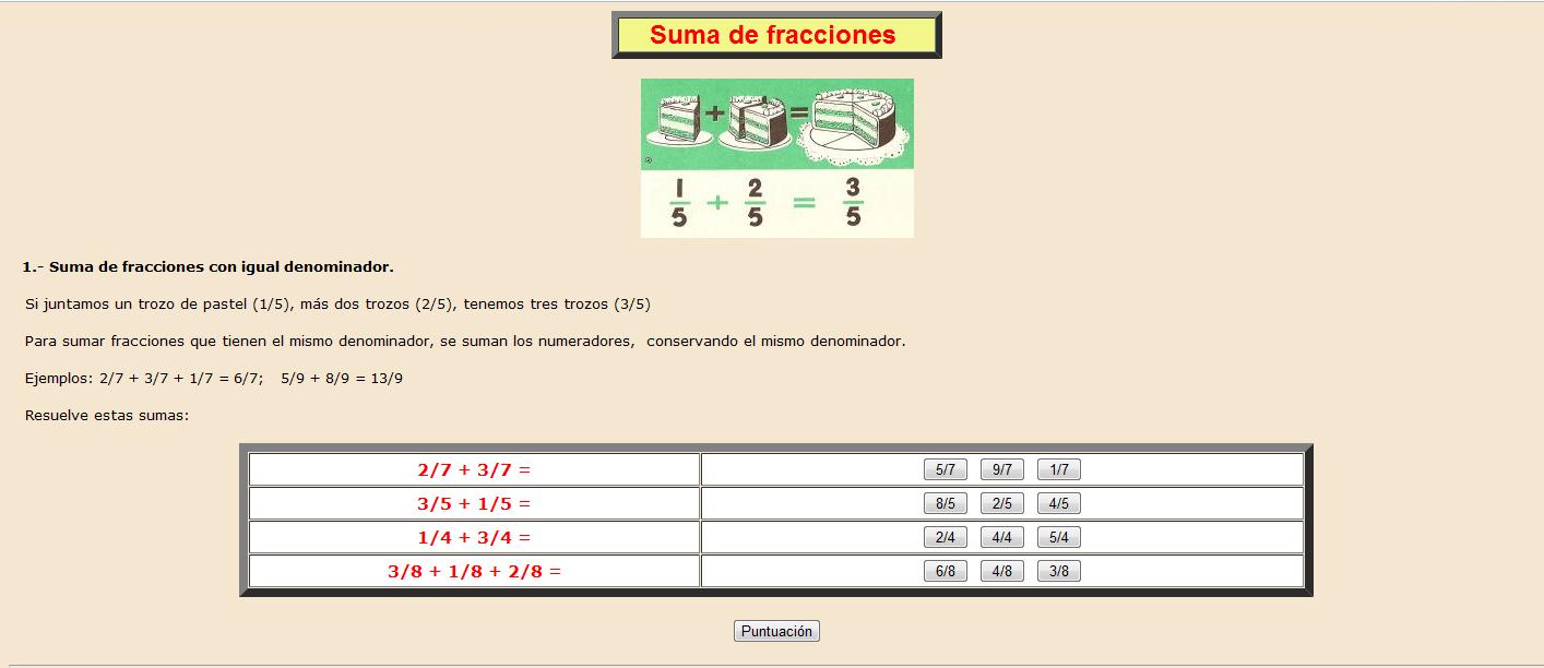 Suma de fracciones | Recurso educativo 38001