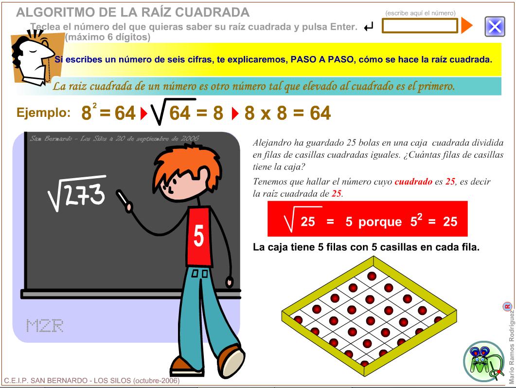 Algoritmo de la raiz cuadrada | Recurso educativo 42937