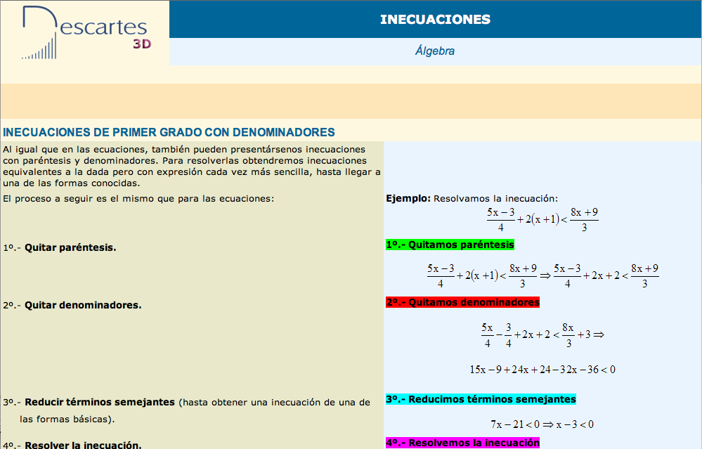 Inecuaciones de primer grado con denominadores. Actividades propuestas | Recurso educativo 90614