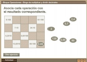 Bingo de multiplicar y dividir decimales | Recurso educativo 775741